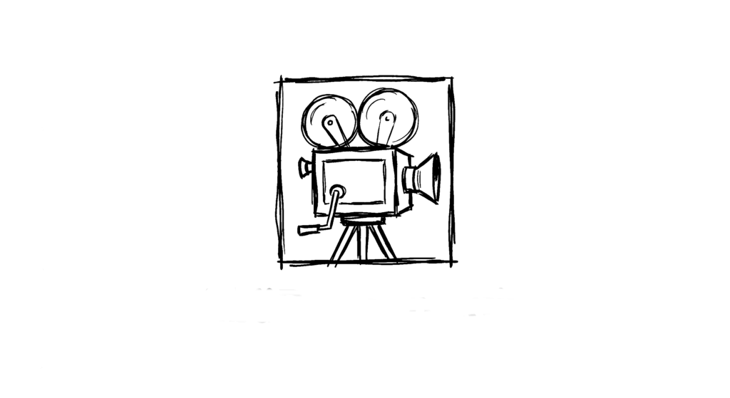 übüRetrospektiv - Handgezeichnetes analoges Kamera-Icon der übüFamily