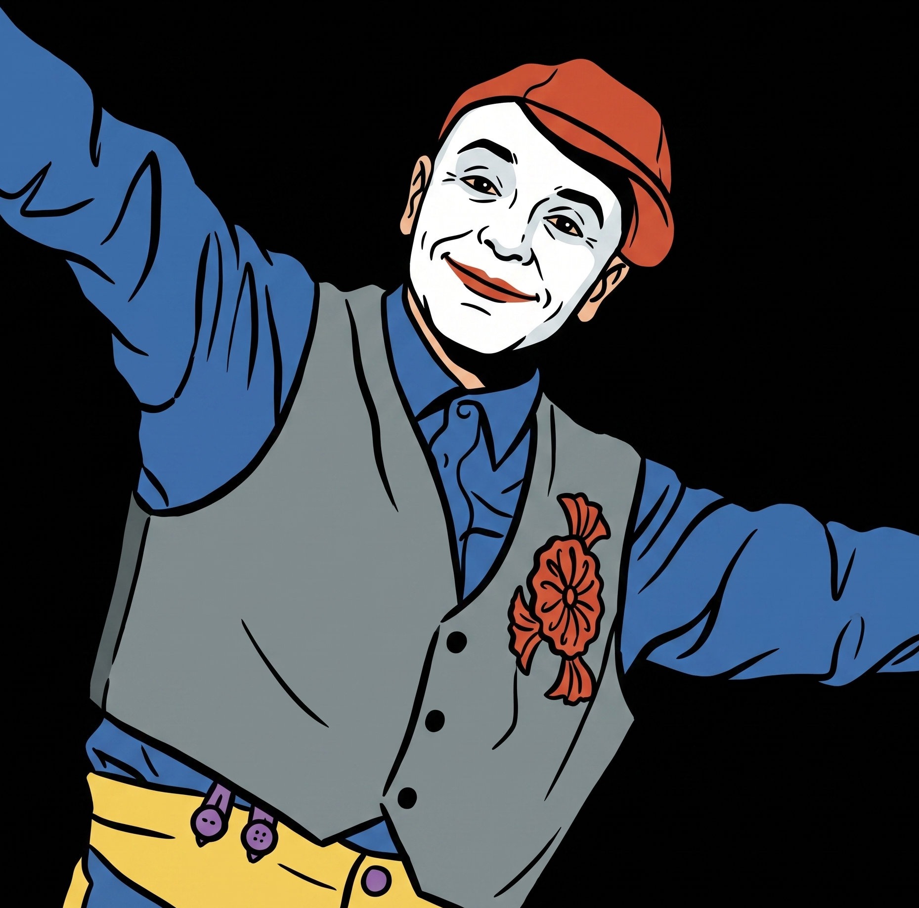 Vue in amerikanischer Bildeinstellung mit charakteristischer weißer Maske beim Gastspiel im ACUD Theater Berlin – übüFamily auf übü.at